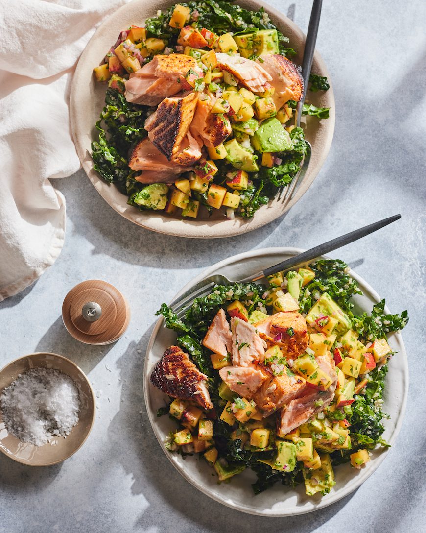 Salmon Salad Bowl with Stone Fruit Salsa - Dalkin and Co