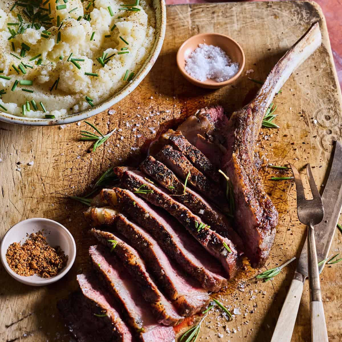 Reverse Sear Grilled Tomahawk Steak