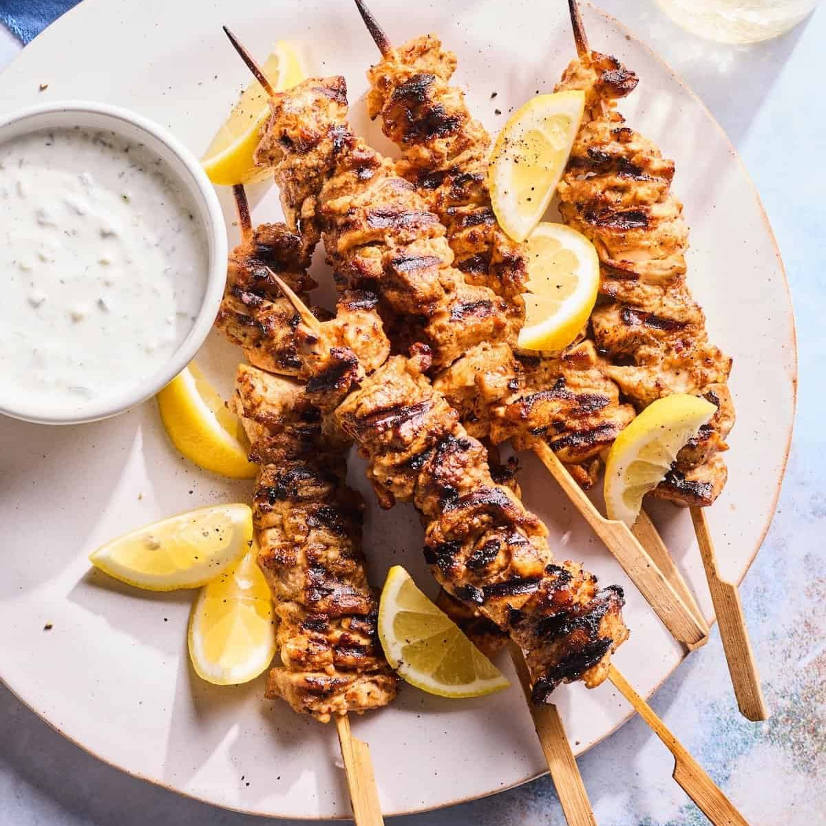 Yogurt Marinated Grilled Chicken Skewers